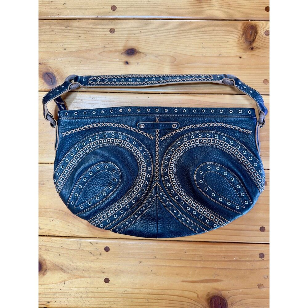 Coal Haan Village Pebble Leather Grommet Hobo Bag